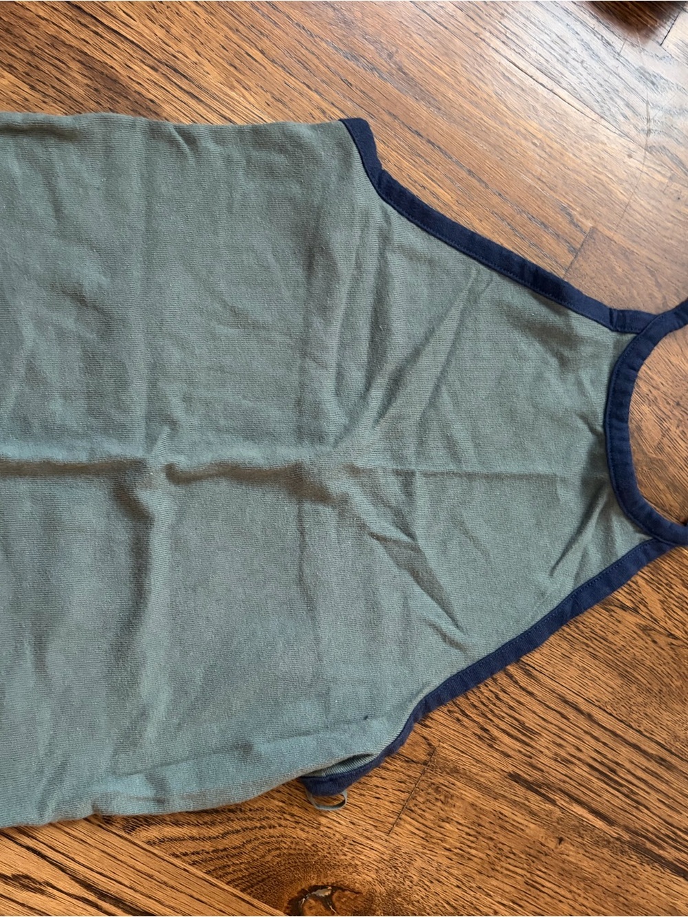 Olive Green halter top with Navy Trim